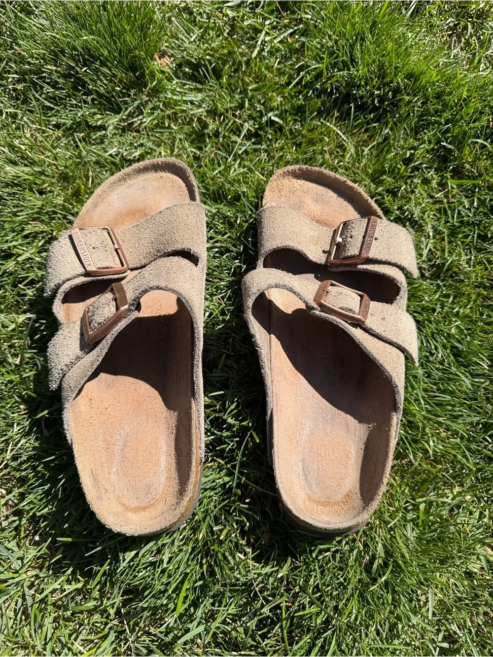 Birkenstock Suede Double-Strap Sandals in Light Brown